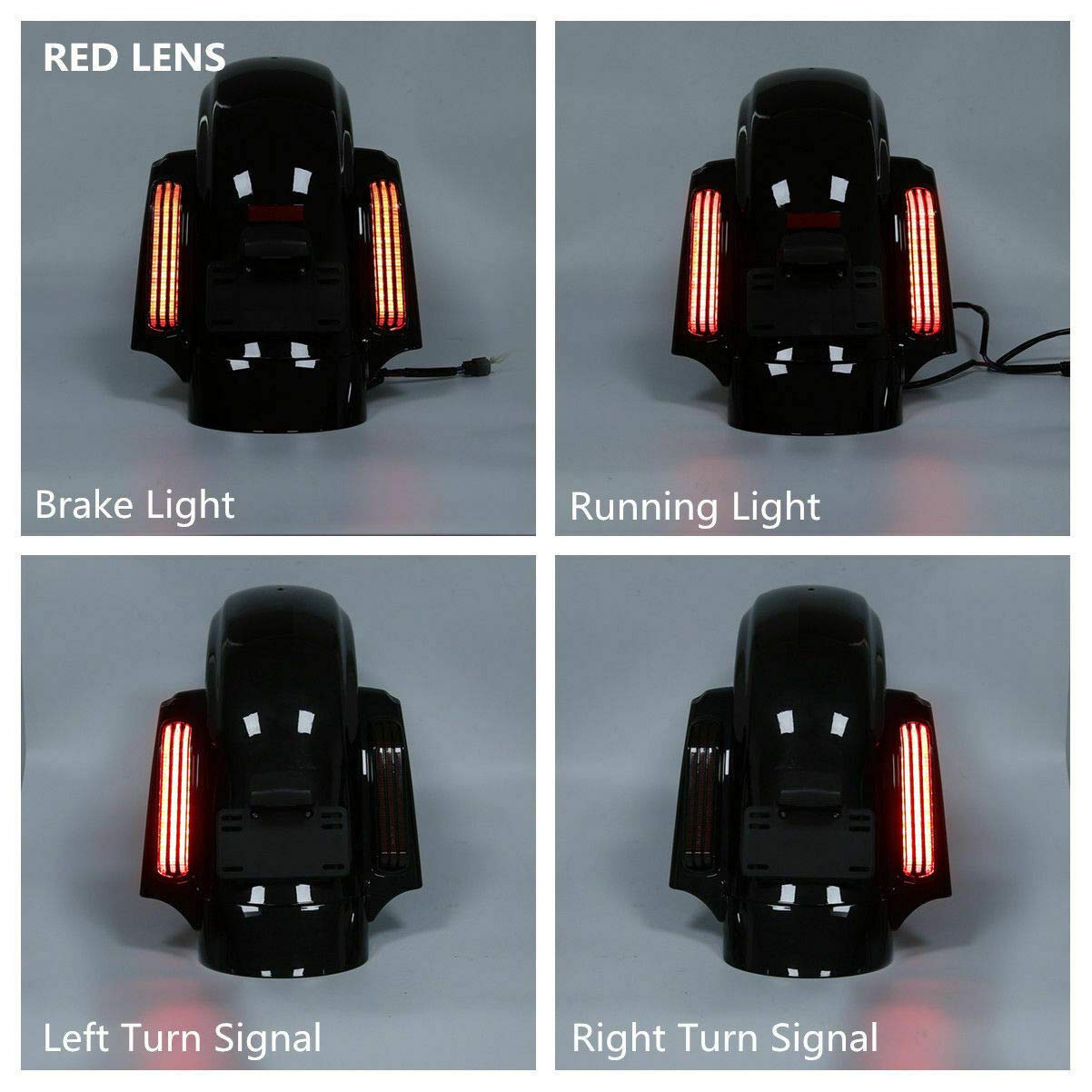 Amazon | TCT-MOTORPARTS 4インチ 拡張サドルバッグ リアフェンダーLED
